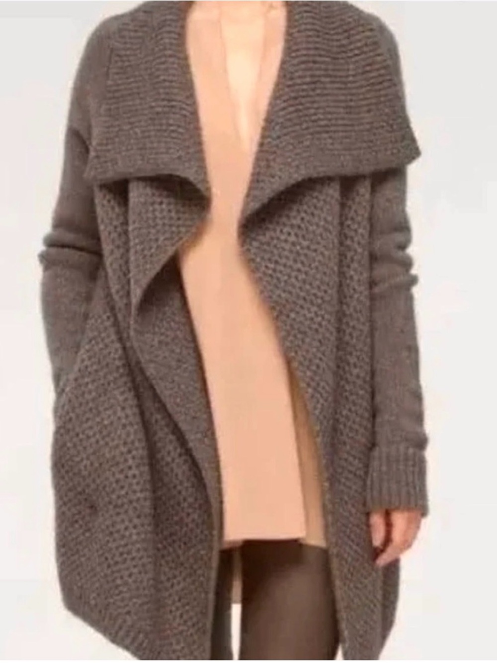 Vince Chunky Long Cardigan - Gray Brown - Size M